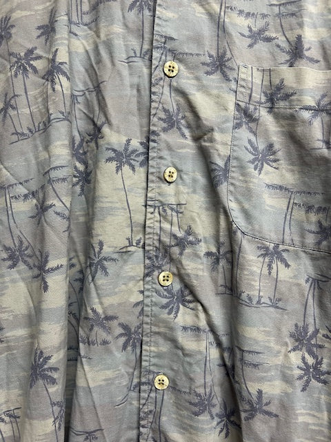 メンズヴィンテージアロハシャツ【Eddie Bauer】 ヤシ ブルー