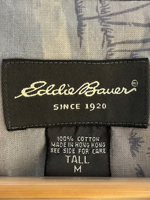 メンズヴィンテージアロハシャツ【Eddie Bauer】 ヤシ ブルー