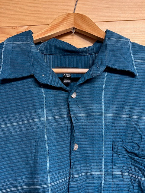 メンズヴィンテージアロハシャツ【VANHEUSEN】 チェック ブルー