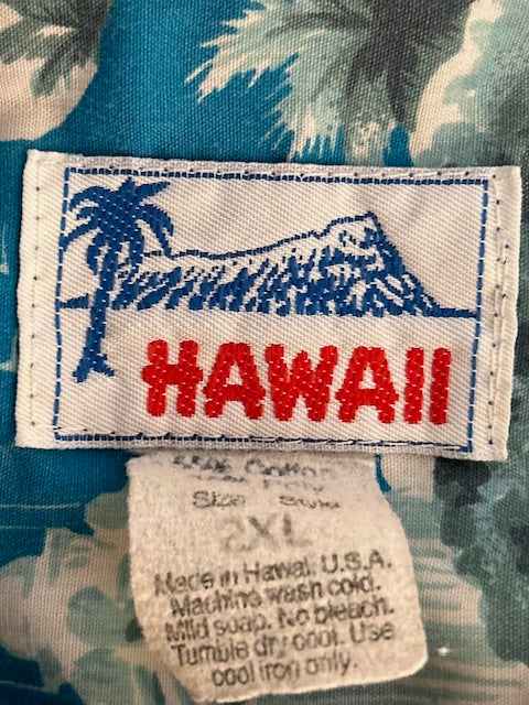 メンズヴィンテージアロハシャツ【HAWAII】 ビーチ ブルー