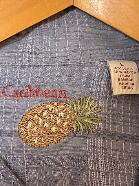 メンズヴィンテージアロハシャツ【Caribbean】 チェック ブルー