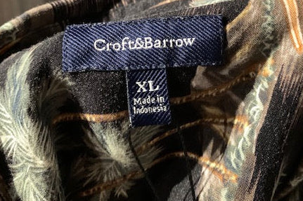 メンズヴィンテージ アロハシャツ 【Croft&Barrow】ビーチ ブラック