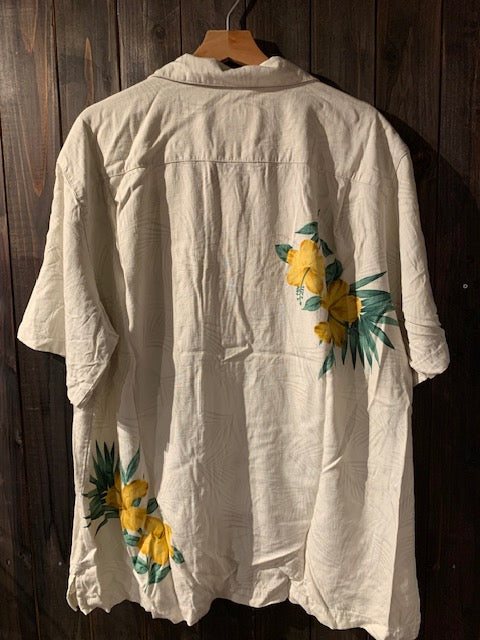 メンズヴィンテージ アロハシャツ 【Caribbean Joe】ハイビスカス イエロー
