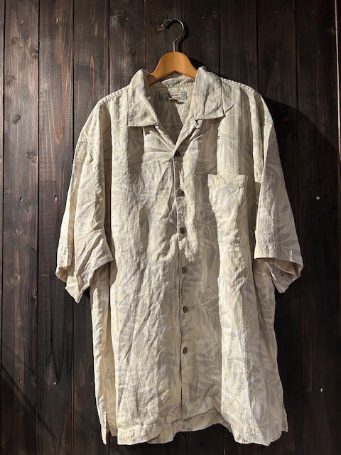 メンズヴィンテージ アロハシャツ 【Tommy Bahama】リーフ ベージュ