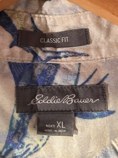 メンズヴィンテージ アロハシャツ 【Eddie Bauer】フィッシュ ホワイト
