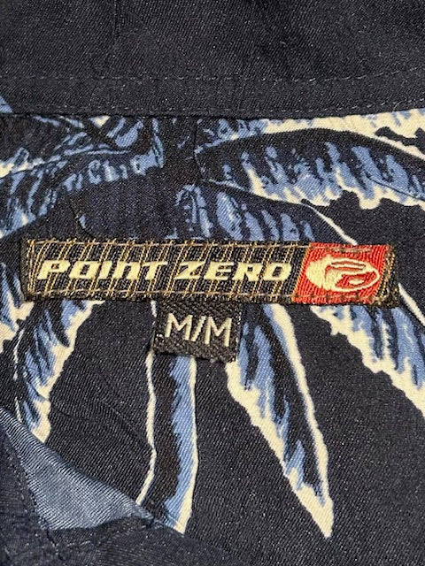 メンズヴィンテージ アロハシャツ 【POINT ZERO】ヤシ ネイビー