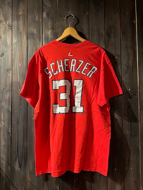メンズヴィンテージ Tシャツ 【MLB ワシントン・ナショナルズ / Max Scherzer】レッド