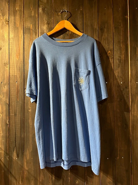 メンズヴィンテージ Tシャツ 【USA製コンパスモチーフ バックプリント】ブルー