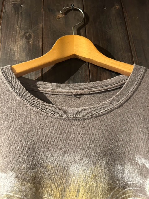 メンズヴィンテージ Tシャツ 【オオカミ】アニマルプリントT グレー