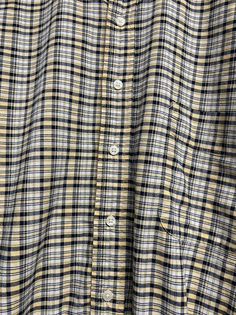 メンズヴィンテージ 長袖シャツ【Eddie Bauer】チェック イエロー ネイビー