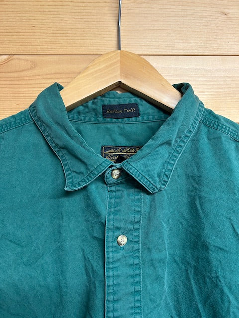 メンズヴィンテージ 長袖シャツ【Eddie Bauer】無地 グリーン