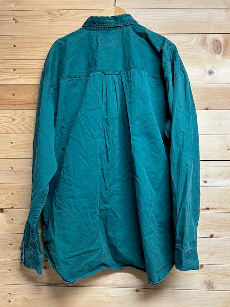 メンズヴィンテージ 長袖シャツ【Eddie Bauer】無地 グリーン