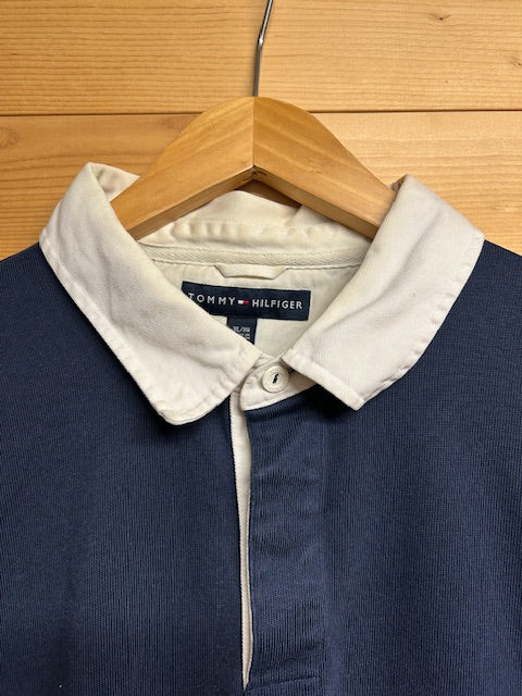 メンズヴィンテージ 長袖シャツ【TOMMY HILFIGER】ストライプ ネイビー