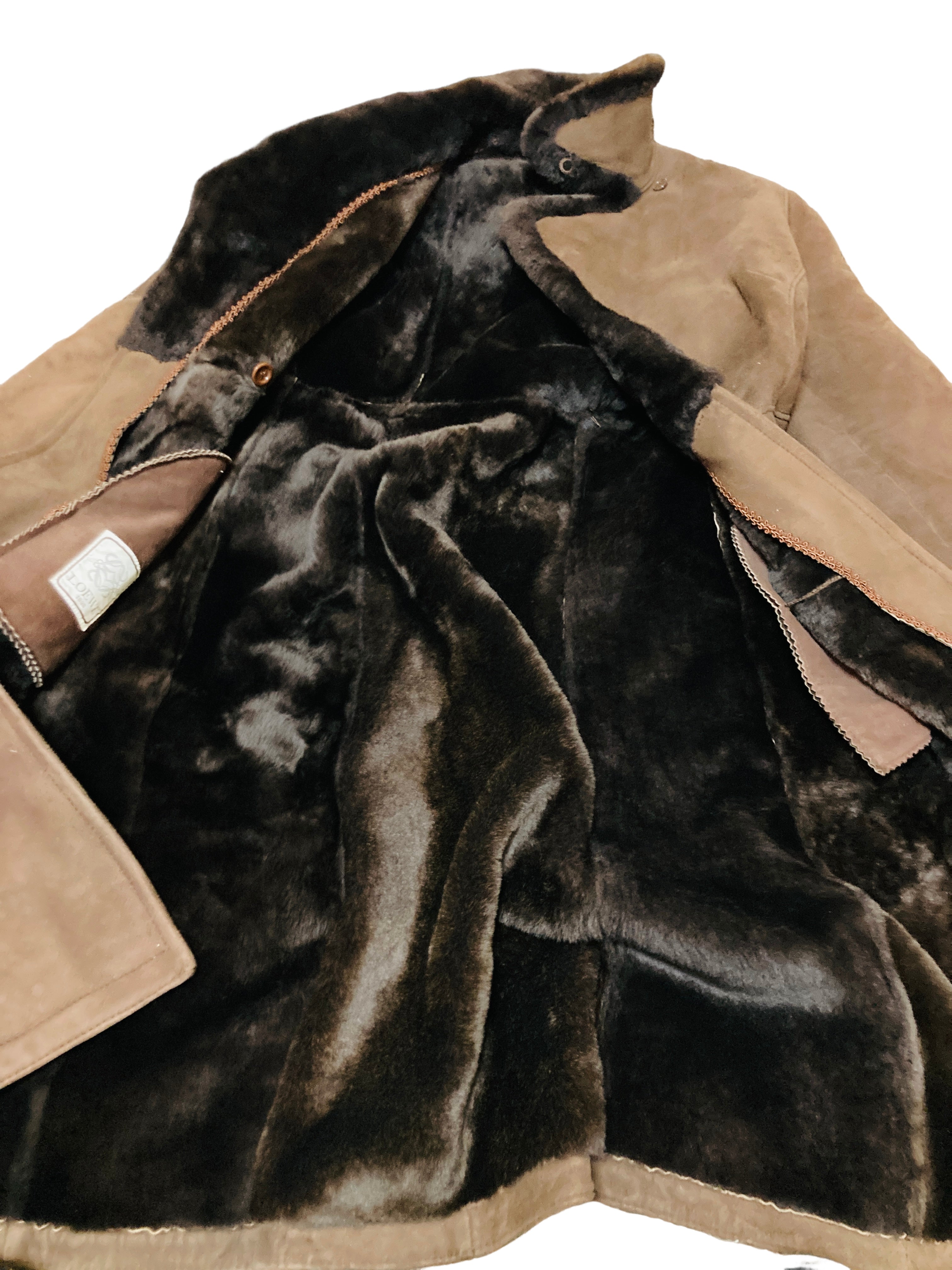 ロエベ ムートン ロング コート ベルト付き