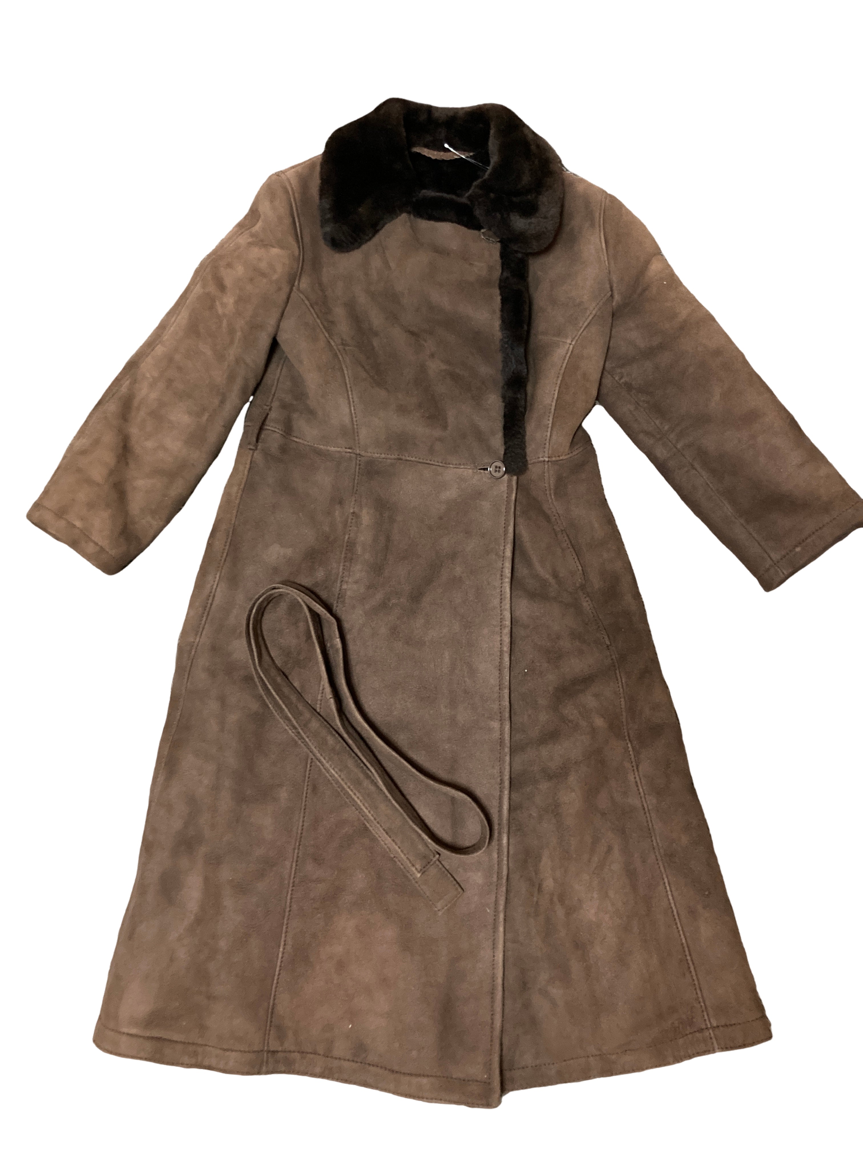 ロエベ ムートン ロング コート ベルト付き