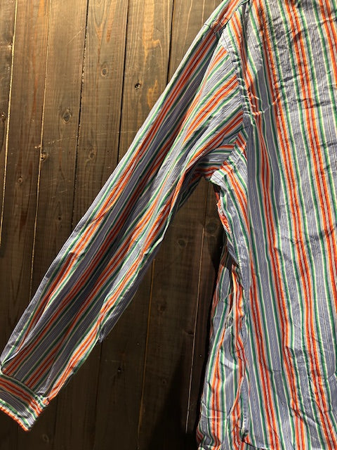 メンズヴィンテージ シャツ【Ralph Lauren】ストライプ ブルー オレンジ グリーン