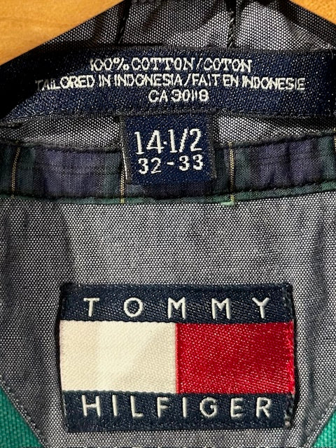 メンズヴィンテージ シャツ【TOOMMY HILFIGER】無地 グリーン