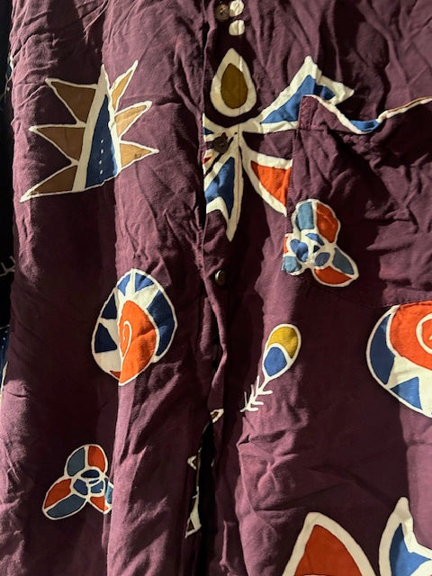 メンズヴィンテージ アロハシャツ 【Gecko Batik】 パープル