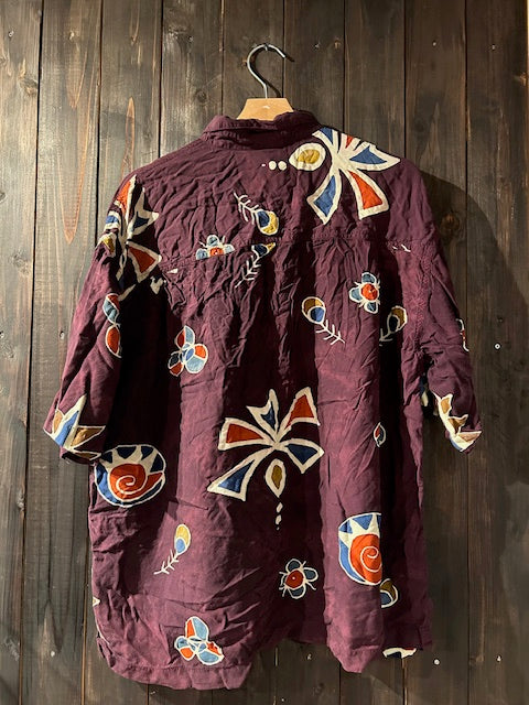 メンズヴィンテージ アロハシャツ 【Gecko Batik】 パープル