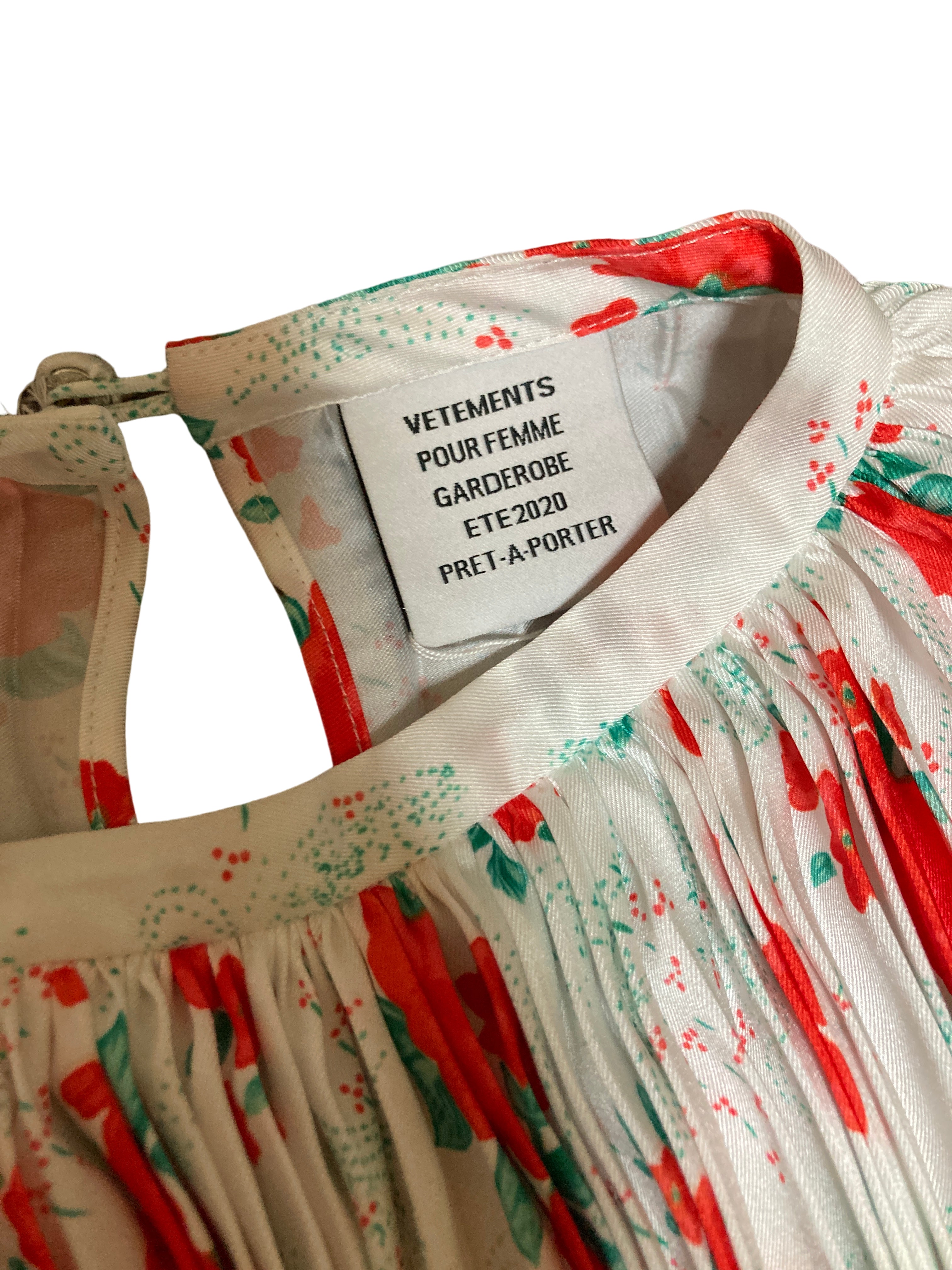 ヴェトモン プリーツ 花柄ワンピース