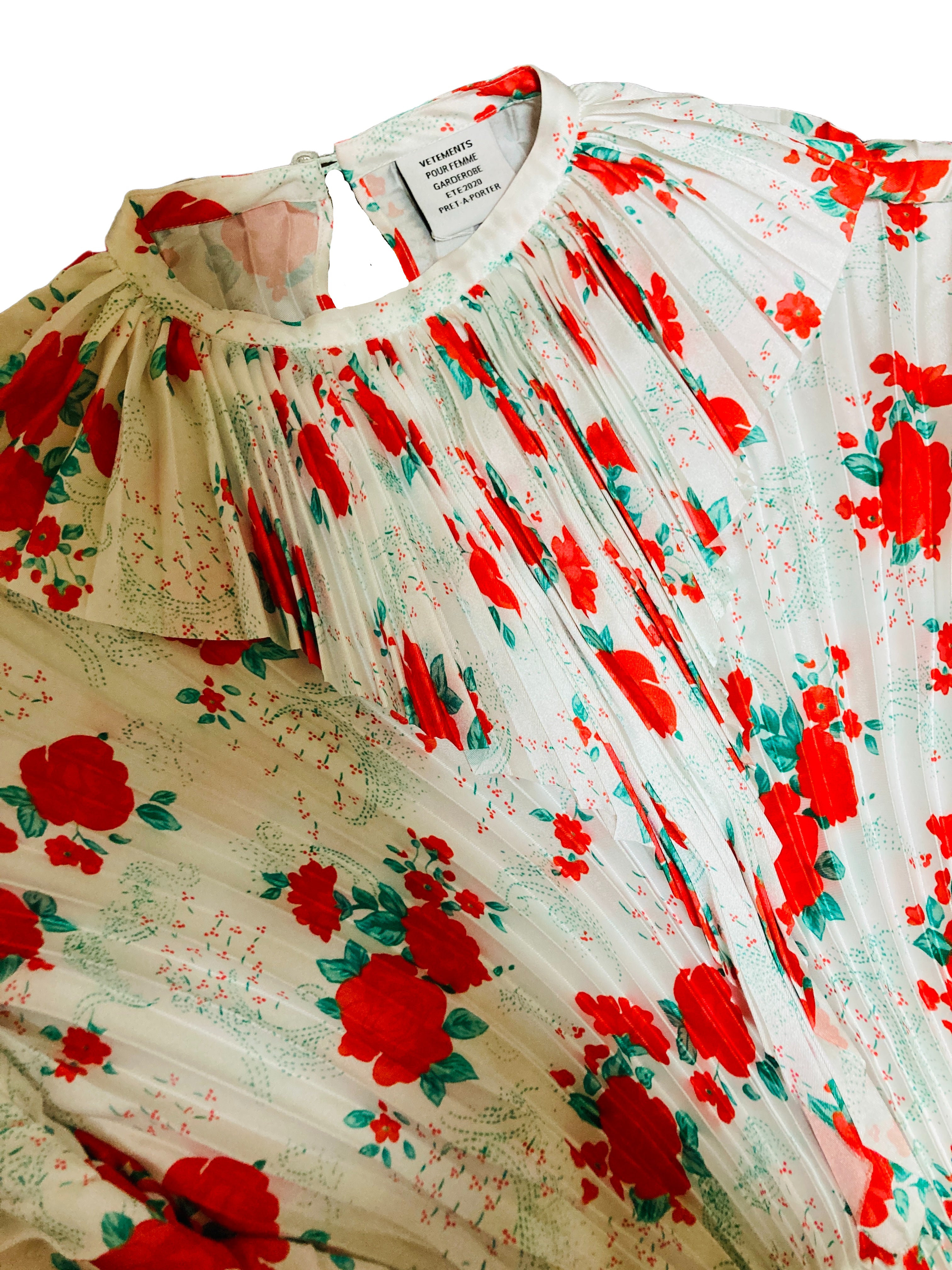 ヴェトモン プリーツ 花柄ワンピース