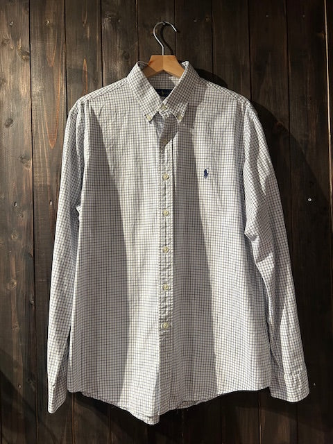 メンズヴィンテージ シャツ【RALPH LAUREN】チェック ブルー