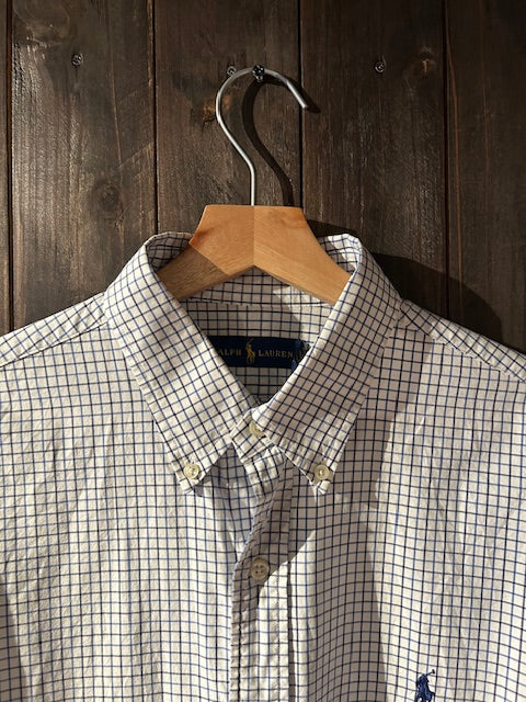 メンズヴィンテージ シャツ【RALPH LAUREN】チェック ブルー
