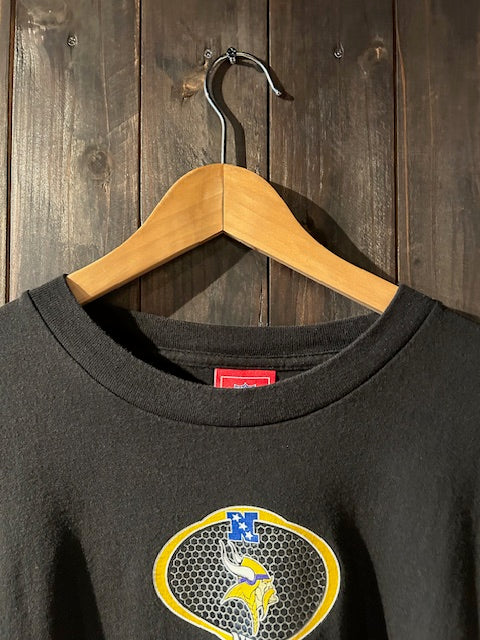 メンズヴィンテージ長袖Tシャツ【NFL】フロントデザイン ブラック