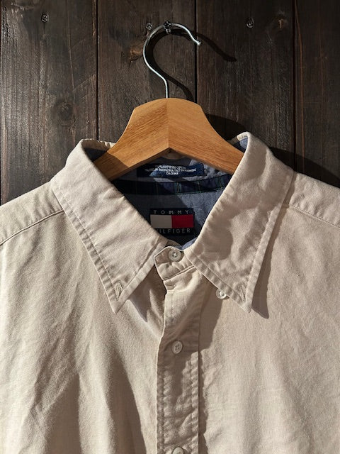 メンズヴィンテージシャツ【TOMMY HILFIGER】無地 ベージュ