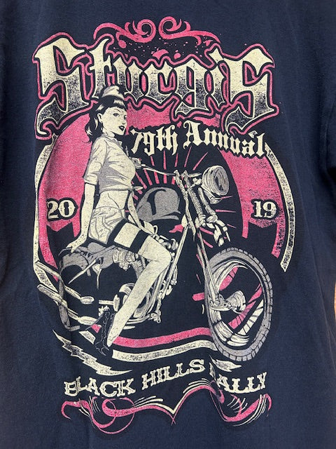 メンズヴィンテージ Tシャツ 【2019年第79回スタージズ・ブラックヒルズ・ラリー記念】ブラック