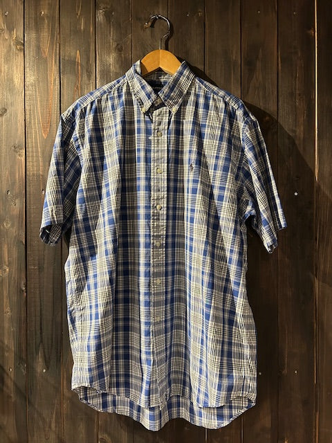 メンズヴィンテージ アロハシャツ 【RALPH LAUREN】チェック ブルー
