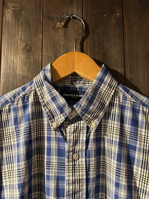 メンズヴィンテージ アロハシャツ 【RALPH LAUREN】チェック ブルー