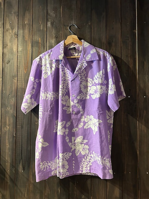 メンズヴィンテージ アロハシャツ 【Hilo Hattie】ハイビスカス パープル