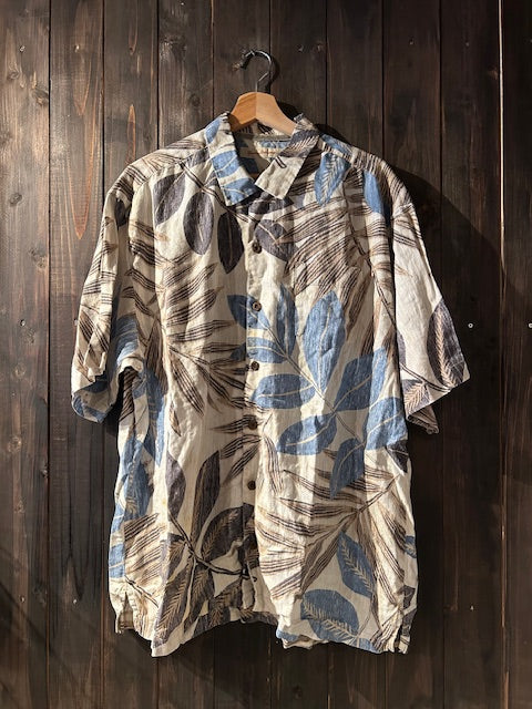 メンズヴィンテージ アロハシャツ 【Tommy Bahama】リーフ ベージュ