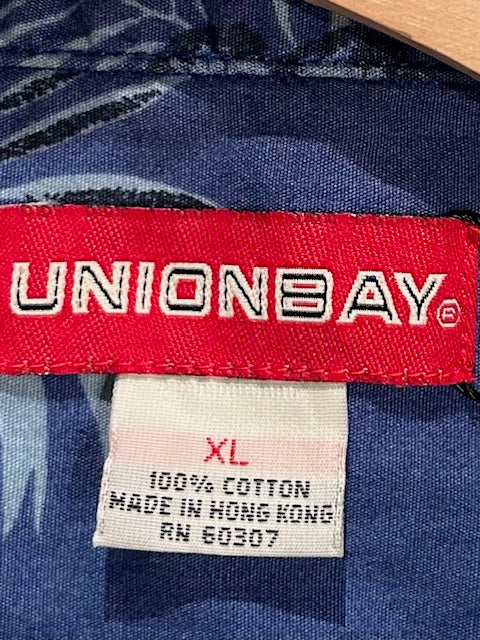 メンズヴィンテージ アロハシャツ 【UNIONBAY】ハイビスカス ブルー