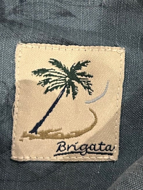 メンズヴィンテージ アロハシャツ 【Brigata】ハイビスカス ブルー