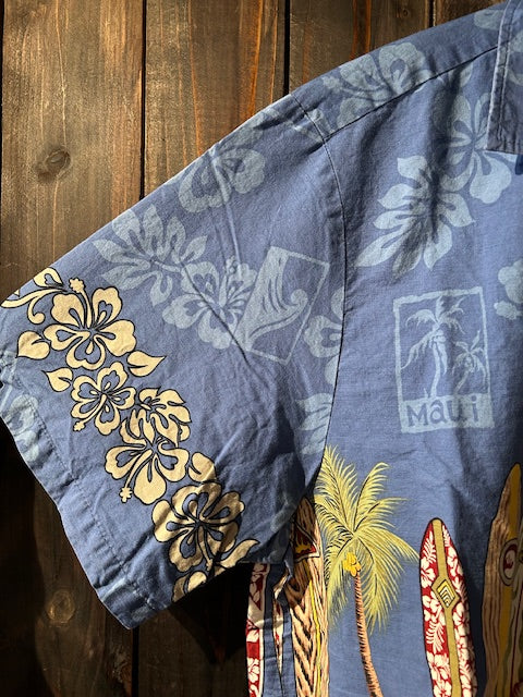 メンズヴィンテージ アロハシャツ 【HAWAIIAN RESERVE COLLECTION】サーフボード ブルー