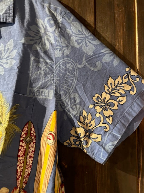 メンズヴィンテージ アロハシャツ 【HAWAIIAN RESERVE COLLECTION】サーフボード ブルー