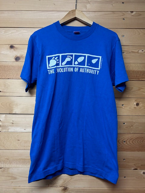 メンズヴィンテージ Tシャツ 【Fruit of the loom】 足跡 グラフィック ブルー