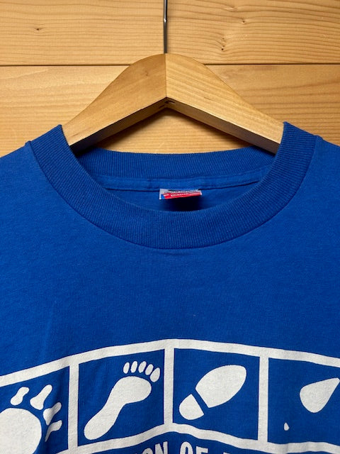 メンズヴィンテージ Tシャツ 【Fruit of the loom】 足跡 グラフィック ブルー