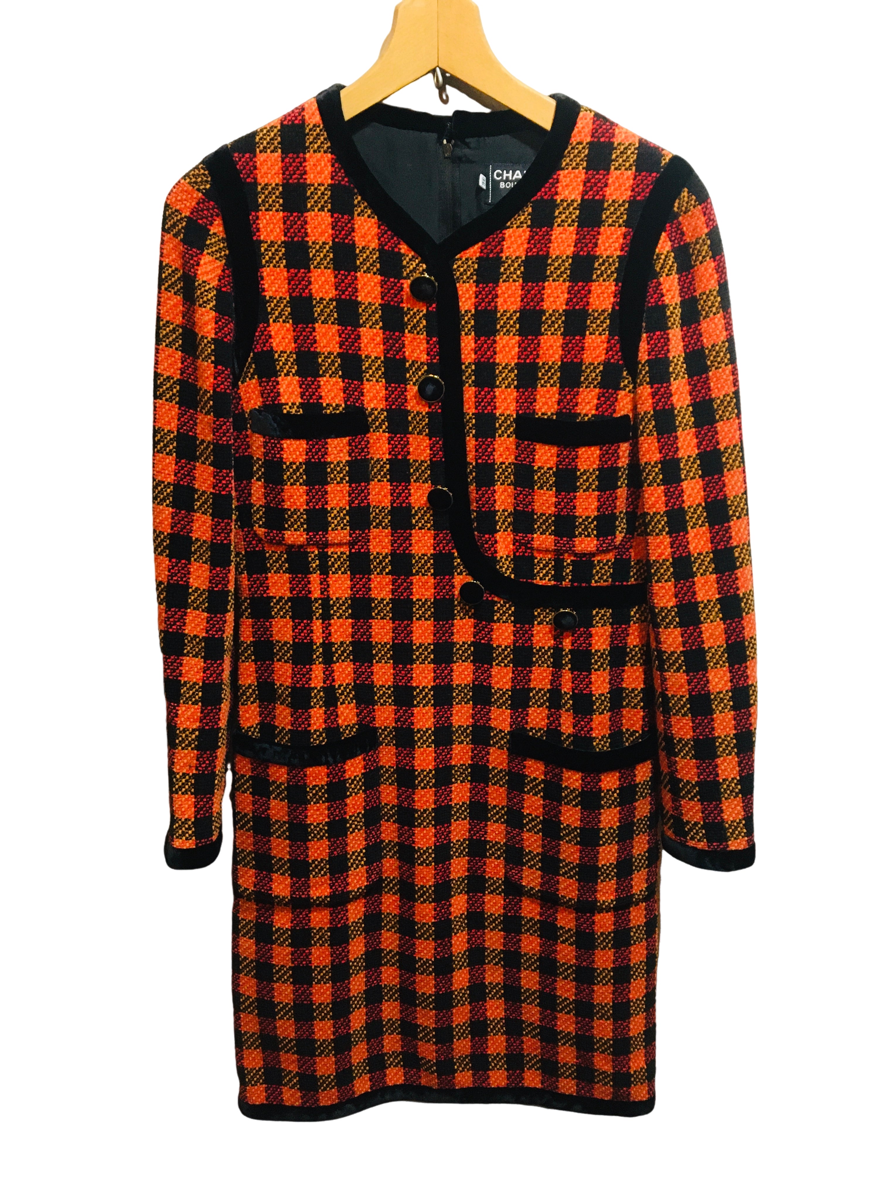 シャネル ツイードワンピース チェック柄