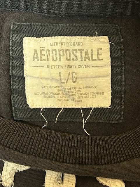 メンズヴィンテージ Tシャツ 【Aeropostale】ダメージ加工 ロゴ ブラック