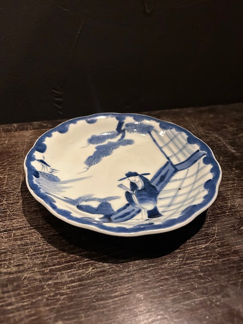 伊万里焼 染付 人物文 平皿