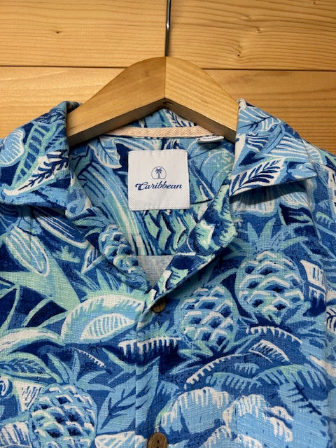 メンズヴィンテージ アロハシャツ 【Caribbean】ボタニカル ブルー
