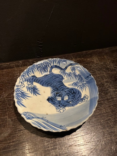 伊万里焼 染付 竹虎文