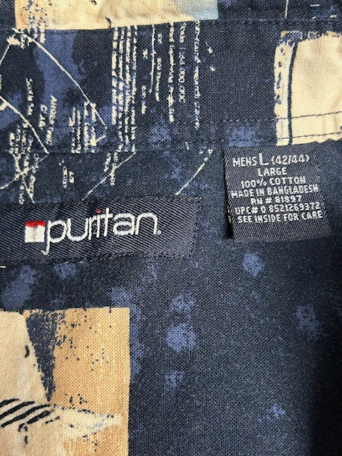 メンズヴィンテージ シャツ 【Puritan】地図 ネイビー