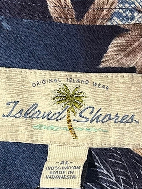 メンズヴィンテージ アロハシャツ 【Island Shores】リーフ ブルー