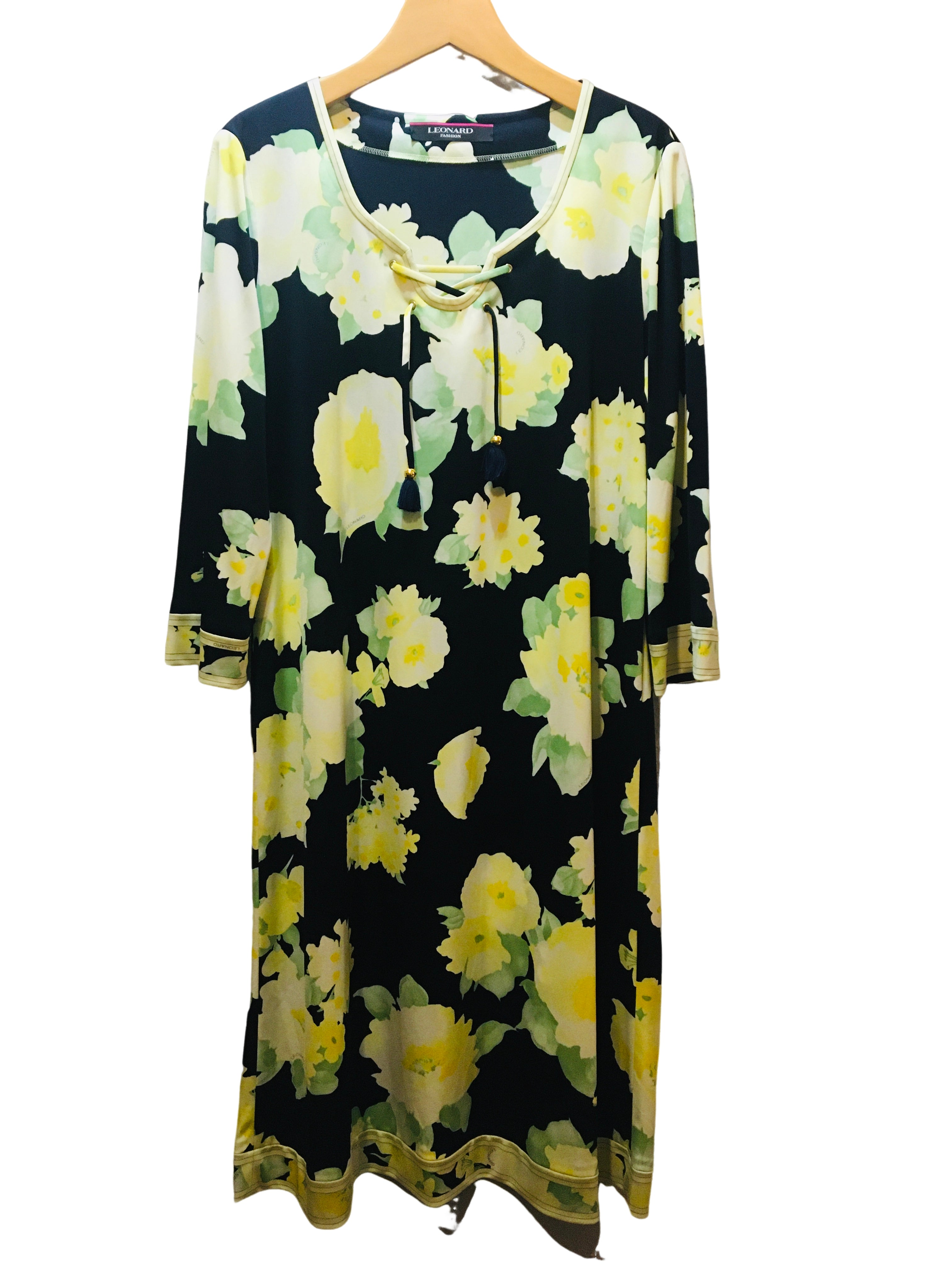 レオナール 長袖 花柄ワンピース