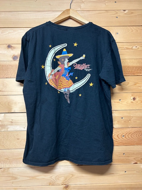 メンズヴィンテージ Tシャツ 【Miller High Life】ビールロゴ ブラック