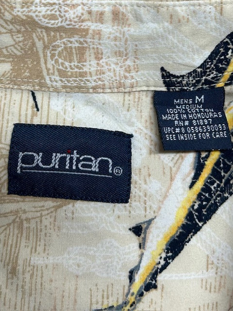 メンズヴィンテージ アロハシャツ【puritan】魚 ベージュ